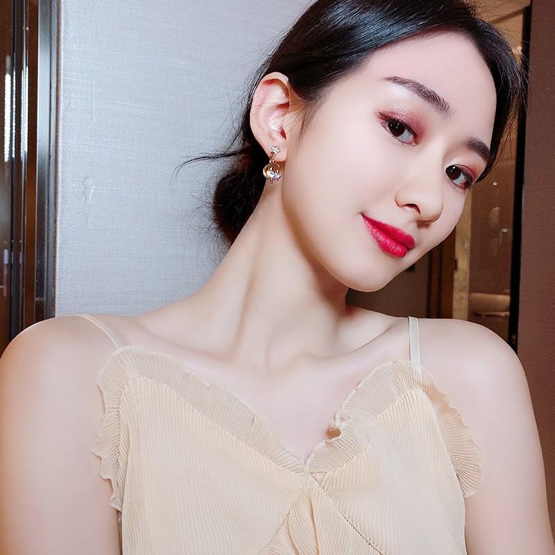 Hoa tai nữ họa tiết hình mèo gắn đá nhân tạo FUHA, bông tai sang trọng thanh lịch dành cho phái nữ