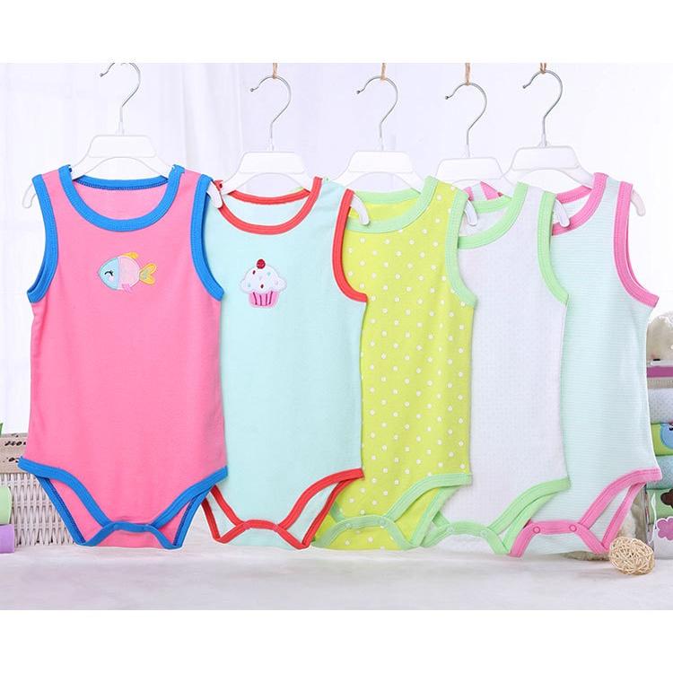 Bodysuit cho bé, đồ liền thân bé trai, bé gái vải cotton thoáng khí, body chip sát nách Easy Baby từ 0-24M (TT-008)