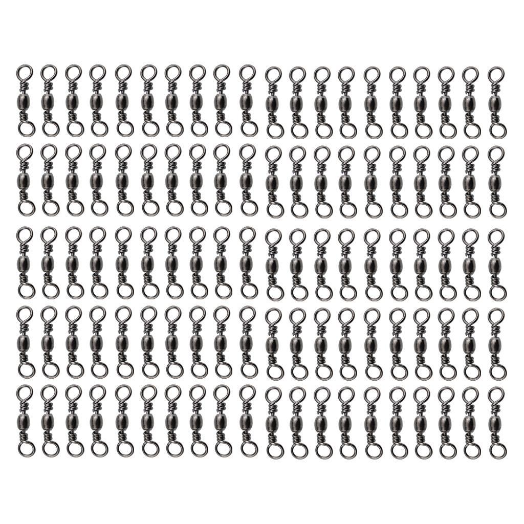 100pcs Rolling Barrel Swivel, Metal Ball Bearing Swivels Connector with Solid Rings