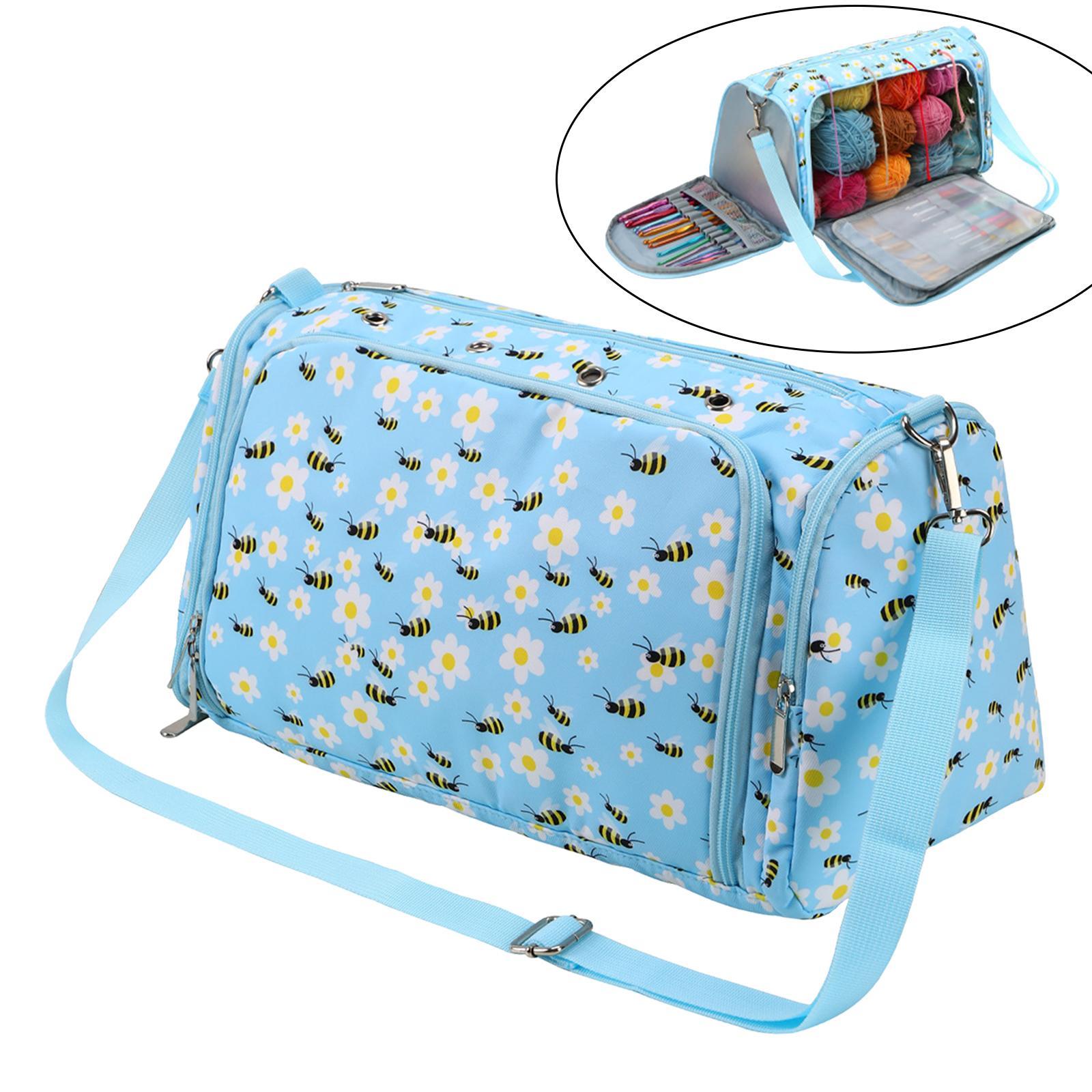 Yarn Case Knitting Tote Knitting Bag Zippered Lightweight Large Capacity Small Carrying Case Travel Multipockets Organizer Storage Tote