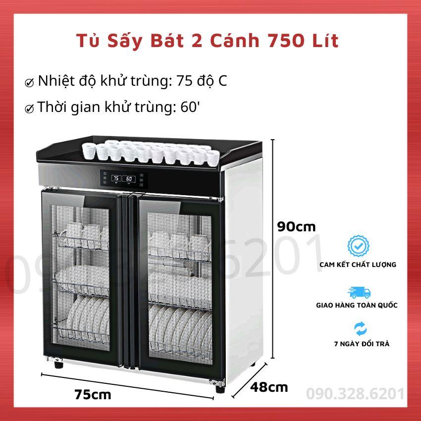 Tủ Sấy Bát Đĩa Khử Khuẩn Ozone 2 Cánh, Máy Sấy Khô Chén Đĩa 350L Cao Cấp