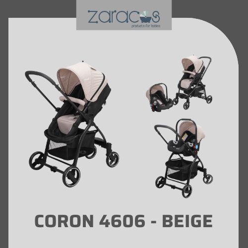 Set xe đẩy và ghế ôtô cho bé Zaracos Coron 4606 Beige  – Zaracos Việt Nam