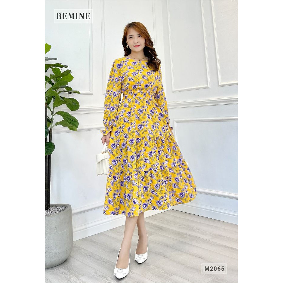 Đầm maxi dài đuôi cá 3 tầng BEMINE M2065VANG