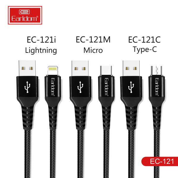 Cáp sạc Lightning cho iphone ipad Earldom EC-060i chống đứt gãy - Hàng Nhập Khẩu