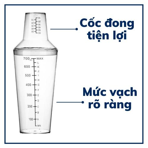 Bình lắc nhựa shaker bình lắc pha chế bình chia vạch làm từ nhựa PC cao cấp pha chế tiện lợi bình shaker chất lượng cao