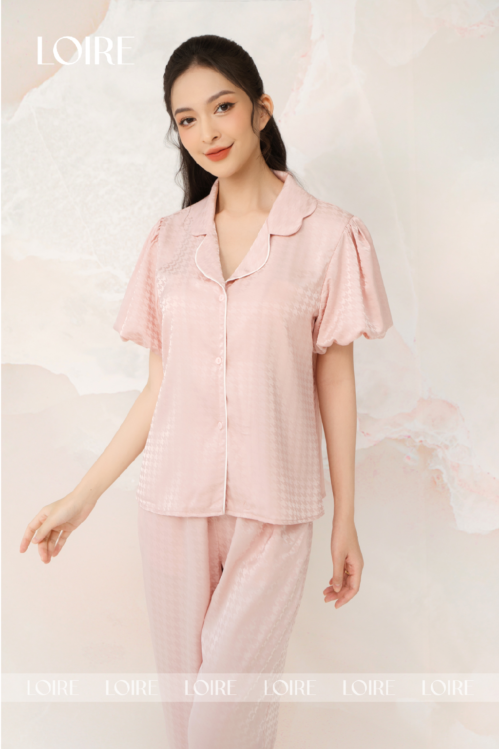 Bộ Đồ Ngủ Pijama Tay Bồng Họa Tiết Loirechic LPN32