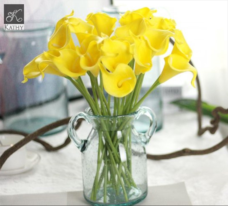 CALLA LILY Hoa lụa trang trí màu vàng 7212V