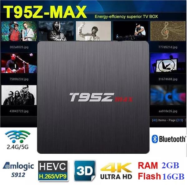 Android Box T95Z MAX, Chip S912 Cao cấp, Ram 2GB, Rom 16GB, Wifi 2.4/5Ghz, Blutooth 4.1, Cấu Hình Cao Cấp Mạnh Mẽ - Hàng Nhập Khẩu