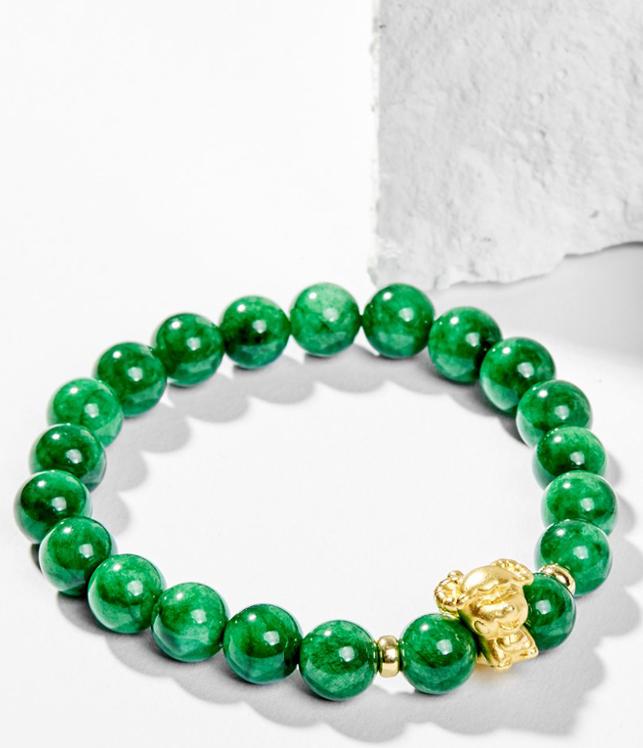 Vòng Tay Phong Thủy Nữ Đá Cẩm Thạch Sơn Thủy Phối Charm Tuổi Mùi Bạc Mạ Vàng 24K Mệnh Mộc, Hỏa Ngọc Quý Gemstones