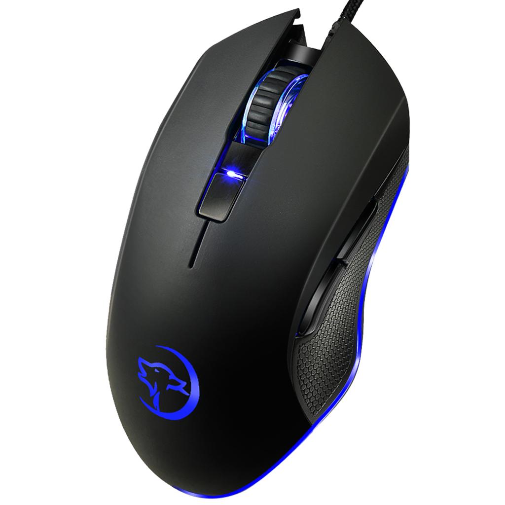 7 Buttons Wired Gaming Mouse with Wolf Patten Colorful Breathing Lights