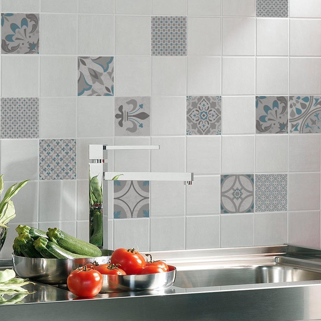 12Pieces Mosaic Wall Floor Tiles Sticker Decal Kitchen Bathroom Waterproof