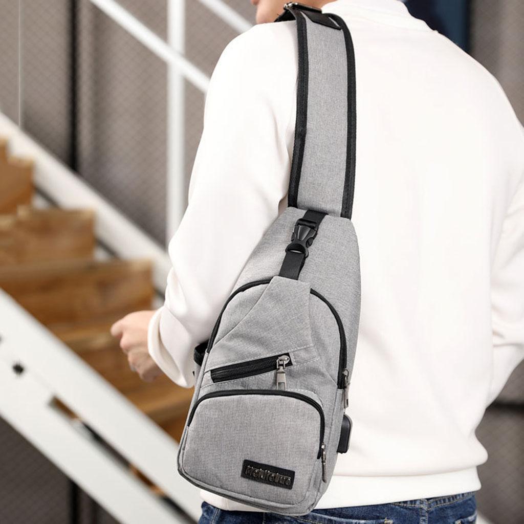 2x Fashion Men Sling Bag Chest Pack Anti Theft Casual Lightweight Cross Body Bag
