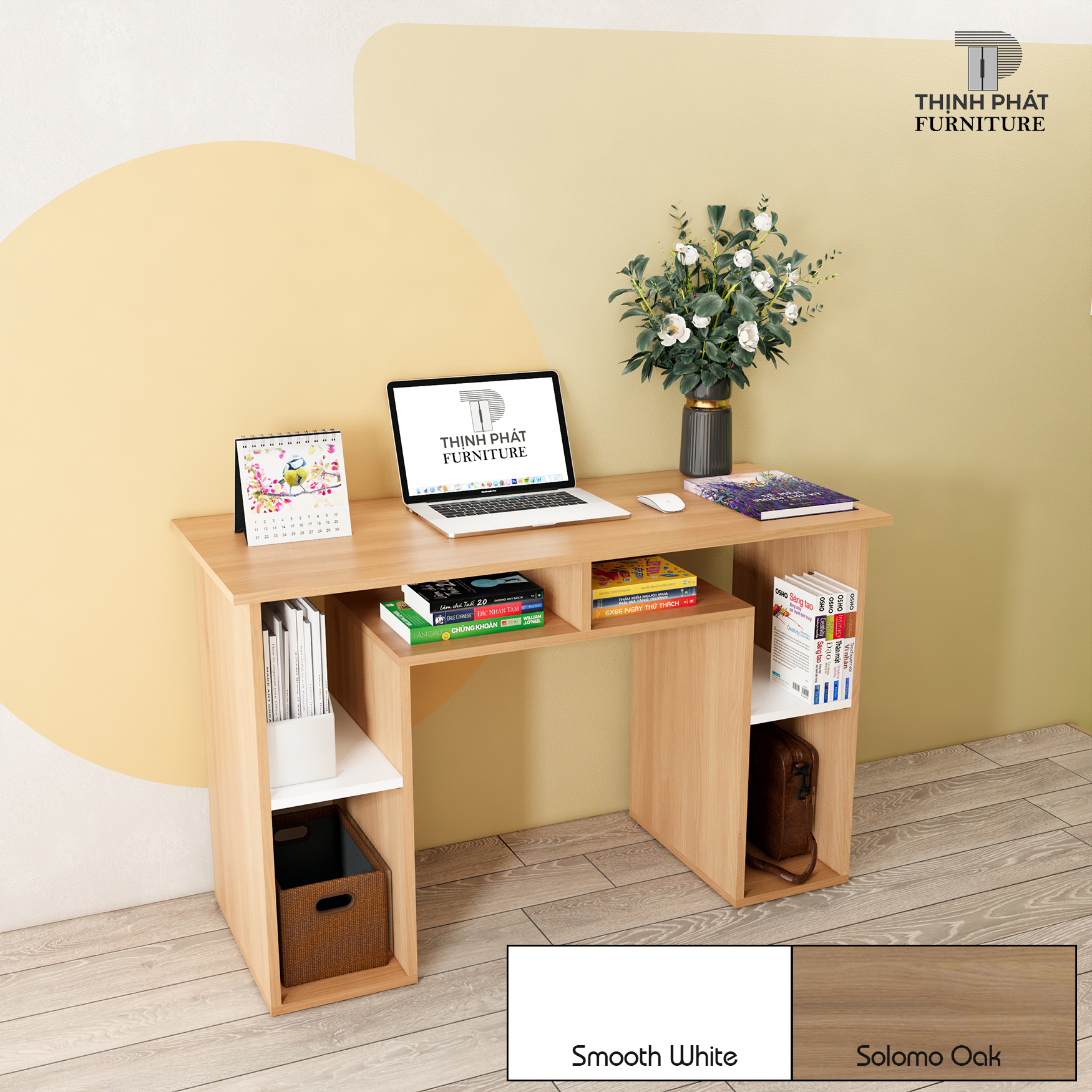 BÀN LÀM VIỆC – BÀN HỌC NHIỀU TẦNG KỆ SÁCH THỊNH PHÁT FURNITURE BLV-TP06 (120cm x 75cm x 50cm)