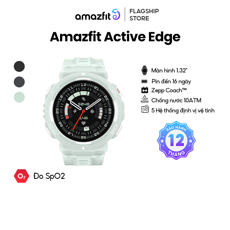 Đồng hồ thông minh Amazfit Active Edge - Bảo hành 12 tháng - Chống nước 10 ATM - GPS 5 vệ tinh - Hàng chính hãng