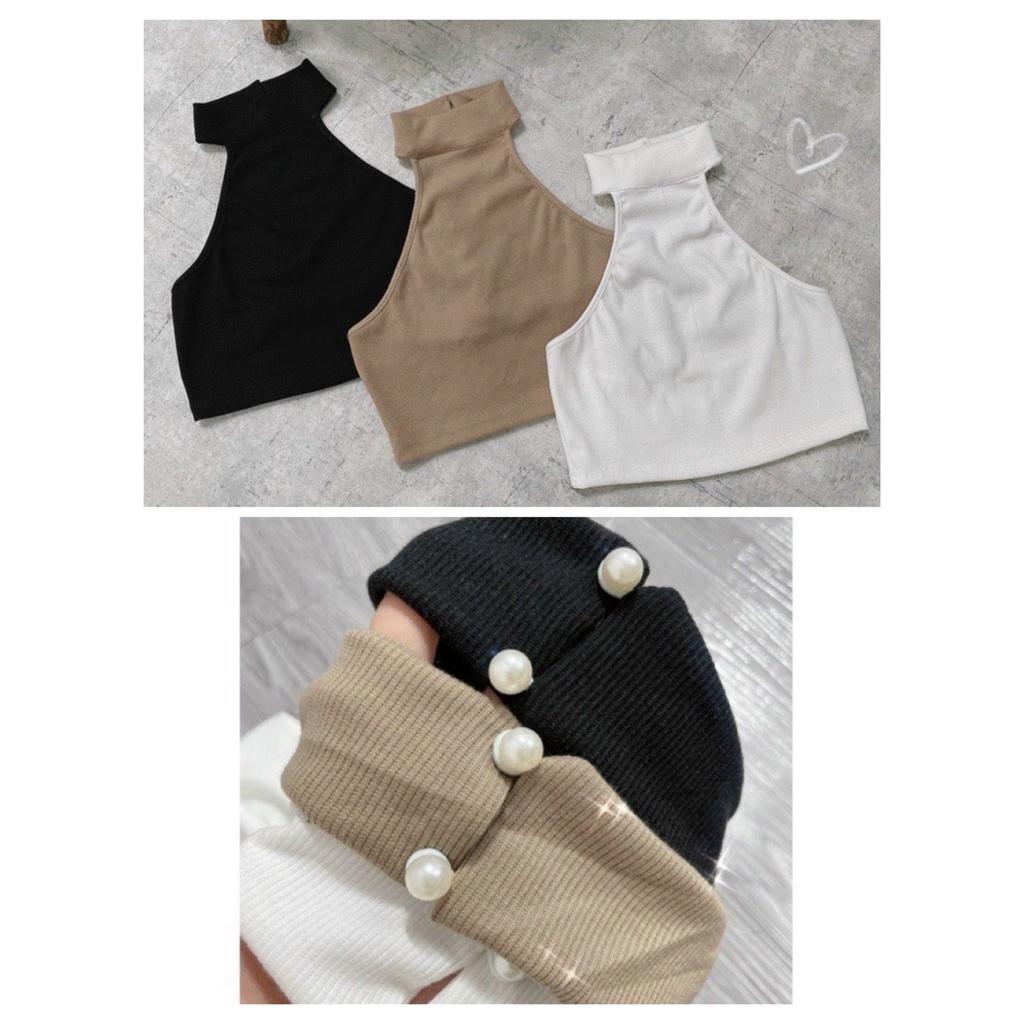 Áo Croptop Cổ Yếm Chất Thun Gân Hàng Chuẩn Đẹp Ảnh Thật 100