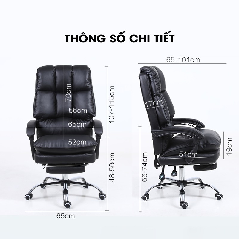 Ghế xoay văn phòng bọc da 2 lớp đệm điều chỉnh độ cao , ghế ngồi làm việc, chơi game, thư giãn, ghế giám đốc lãnh đạo - Hàng chính hãng