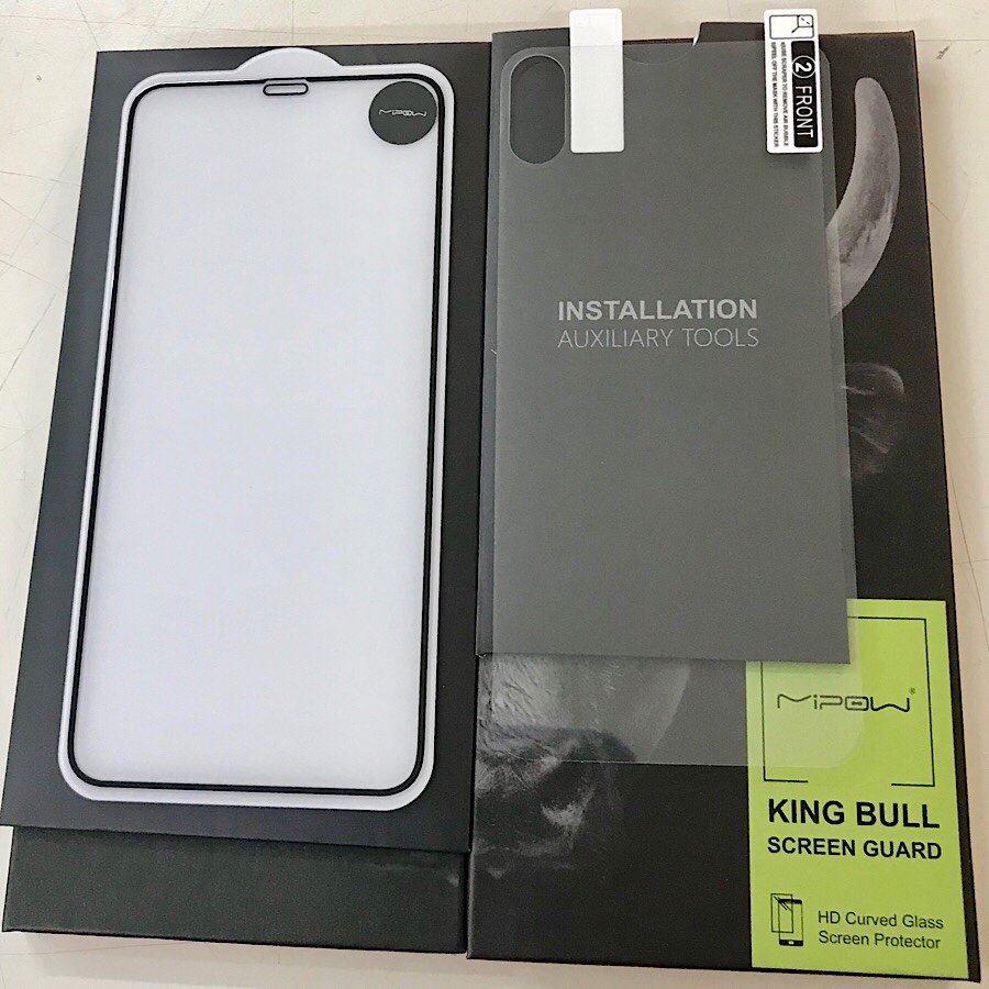 Miếng dán cường lực màn hình và Decal lưng sau cho iPhone Xs Max hiệu MIPOW King Bull chuẩn 9H - hàng nhập khẩu