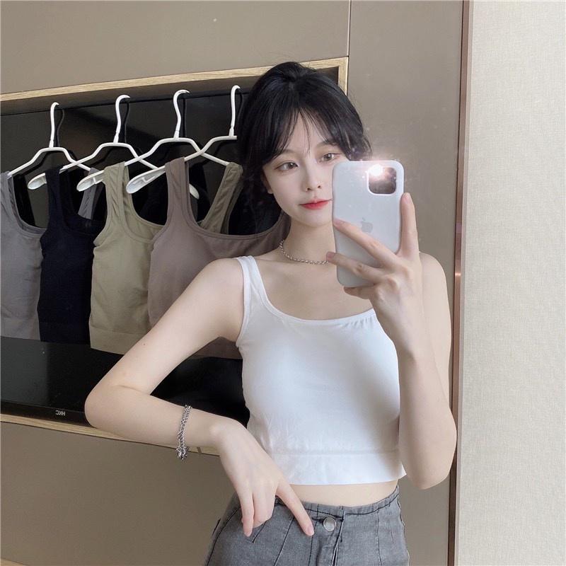 M58. Áo 2 dây Thun Nữ Croptop Mềm Sẵn Đệm Ngực Siêu Hot 233