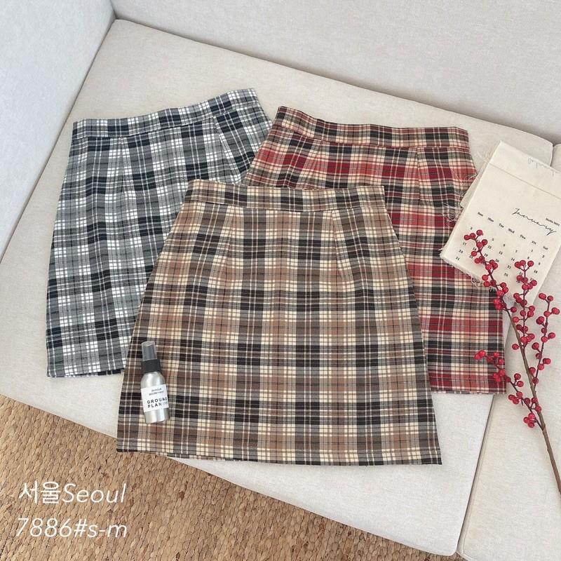 chân váy kẻ chữ A mã 7886