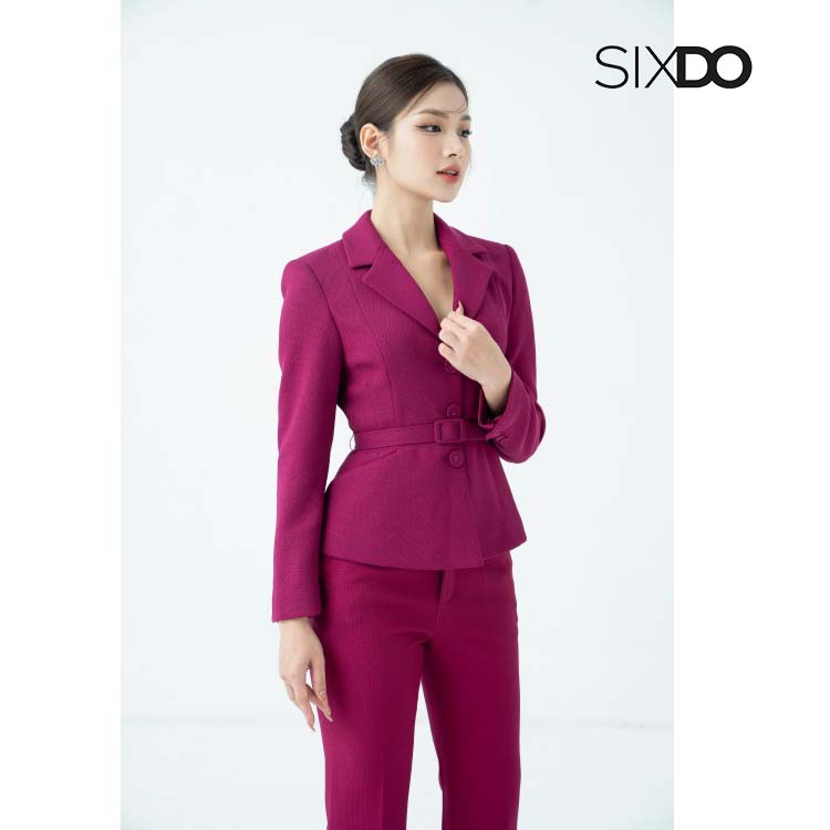 Áo vest woven nữ kèm belt thời trang SIXDO