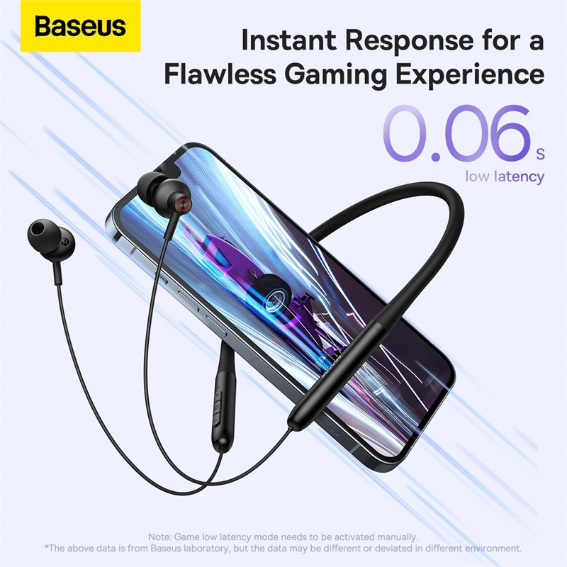 Tai nghe không dây thể thao Bluetooth chống nước Ba-se-us Bowie P1x In-ear (25hr, Bluetooth 5.3, Waterproof Neckband - Hàng chính hãng