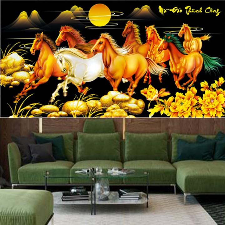 Tranh đá mã đáo thành công nền đen VS283 - kích thước: 150 * 75cm.