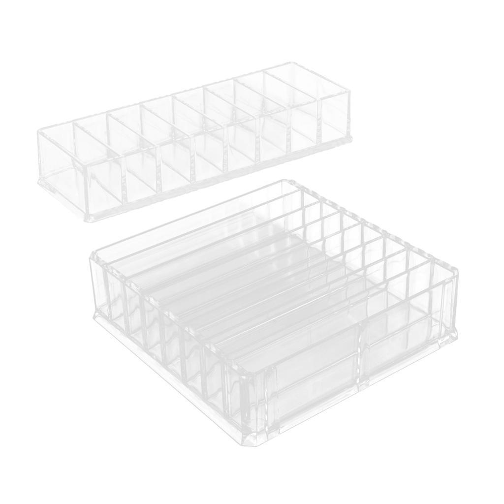 8 Slots Clear Makeup Cosmetic Display Storage Box Tabletop Desk Organizer