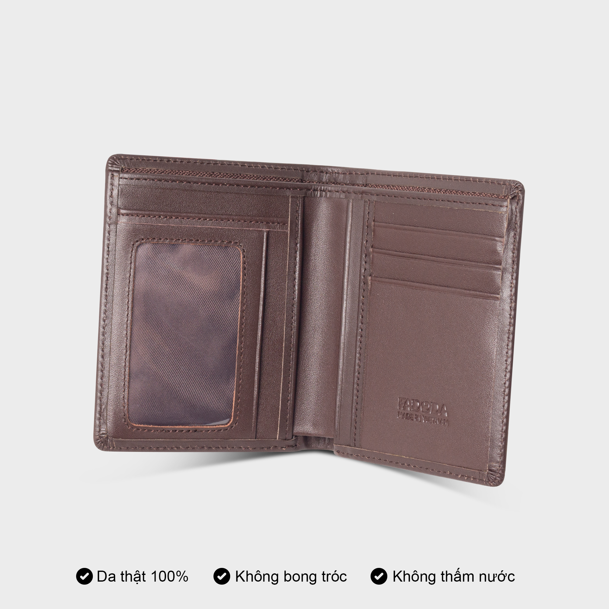 Ví da bò đựng tiền dáng đứng basic in vân Fadoda VN043