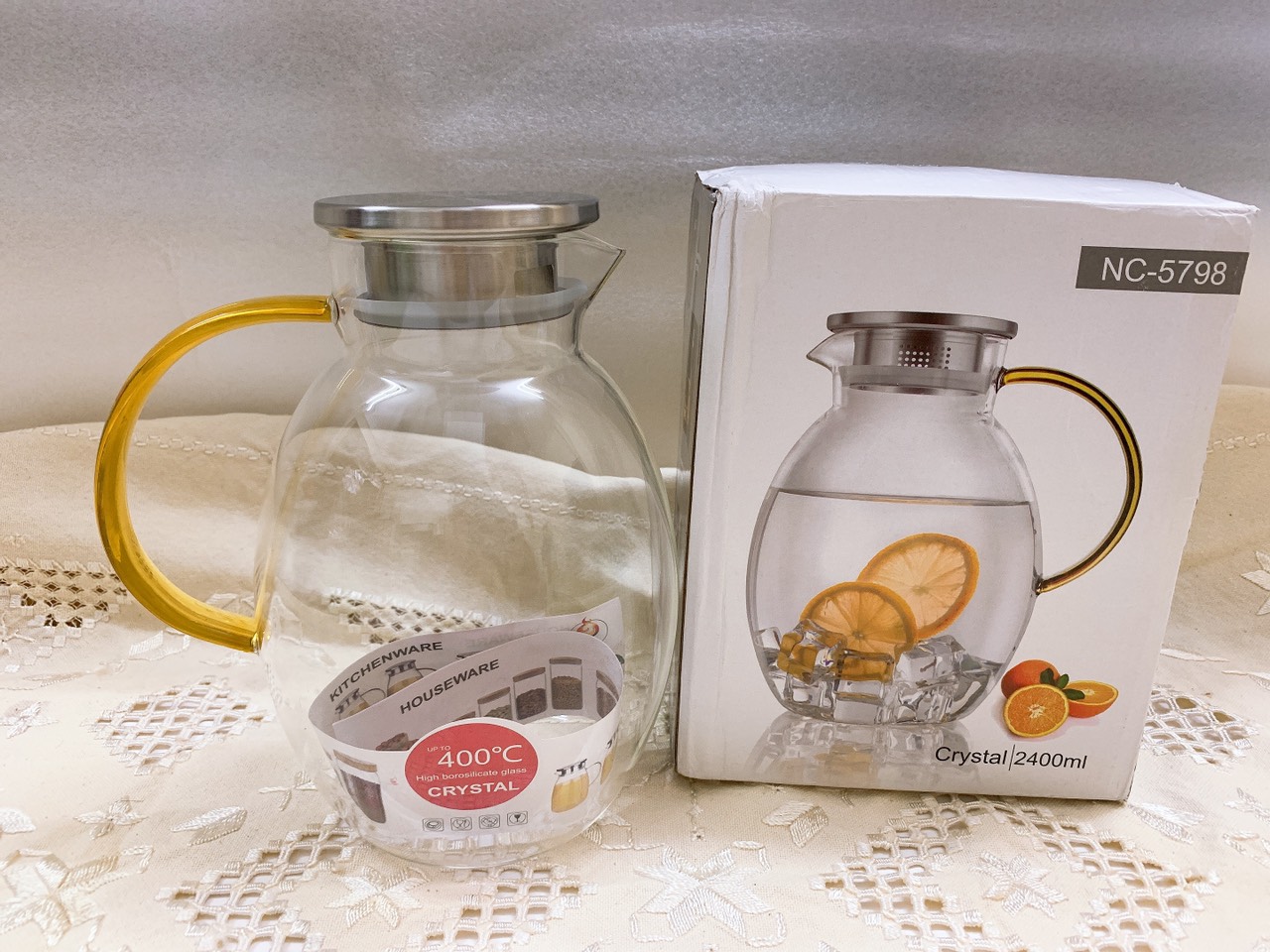 BÌNH ĐỰNG NƯỚC THỦY TINH CHỊU NHIỆT LÊN TỚI 400 ĐỘ C LL - 2400ML - ANTH232