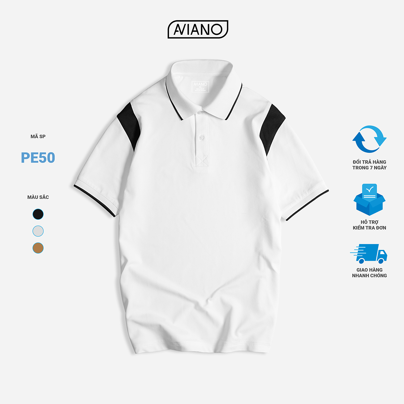 Áo Polo Lé Vai Thiết Kế Cổ Phối Thời Trang Cao Cấp AVIANO