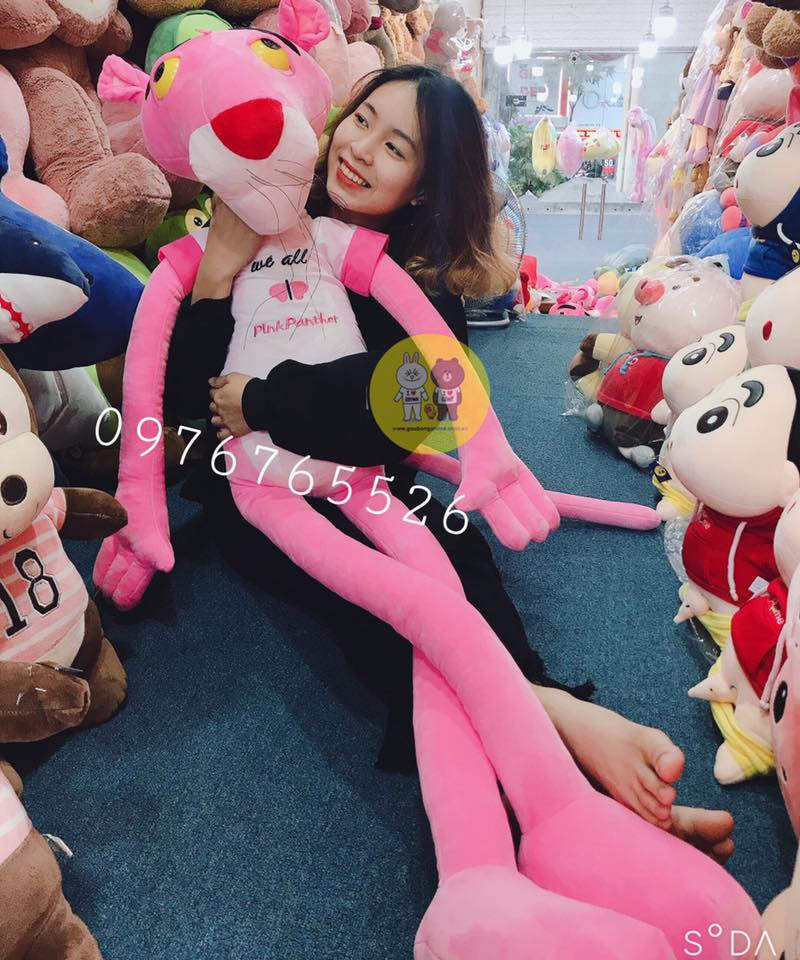 Gấu bông báo hồng Pink Panther – Quà tặng thú nhồi bông siêu dễ thương – Nhiều size từ 60 đến 130 cm – Gối ôm cho bé ngủ ngon