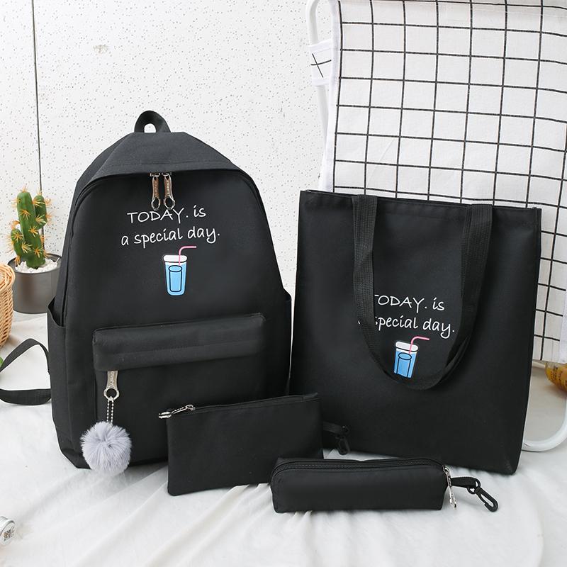 4 Bộ Vải Schoolbags Dành Cho Các Bạn Nữ Tuổi Teen Nữ Trẻ Em Đeo Vai Xu Hướng Mới Ba Lô Nữ Thời Trang Phụ Nữ Ba Lô