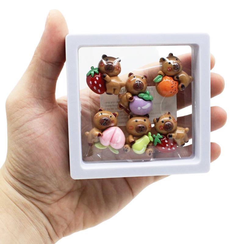 Bộ 6 Nhãn Dán 3D Capybara Ôm Trái Cây Vui Nhộn