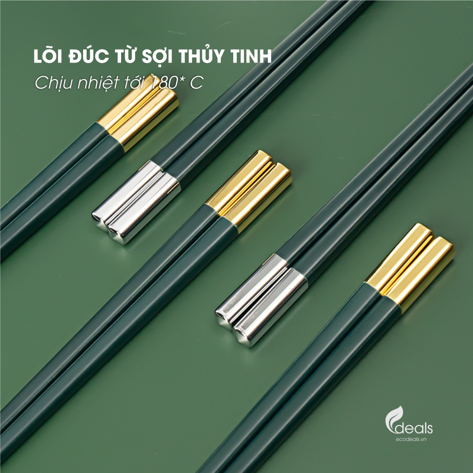 Set 10 đôi đũa hợp kim Ecodeals Habo - Sợi thủy tinh &amp; hợp kim cao cấp