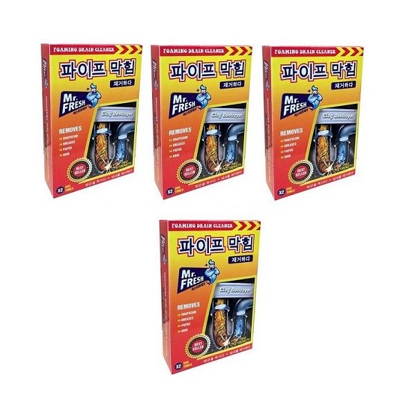 Combo 4 hộp 8 gói bột thông tắc làm sạch đường ống Mr. Fresh Hàn Quốc