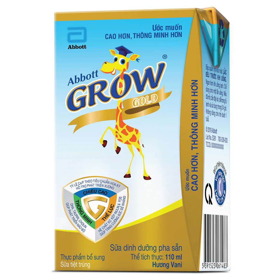 Thùng 36 Hộp Sữa Nước Abbott Grow Gold 110ml