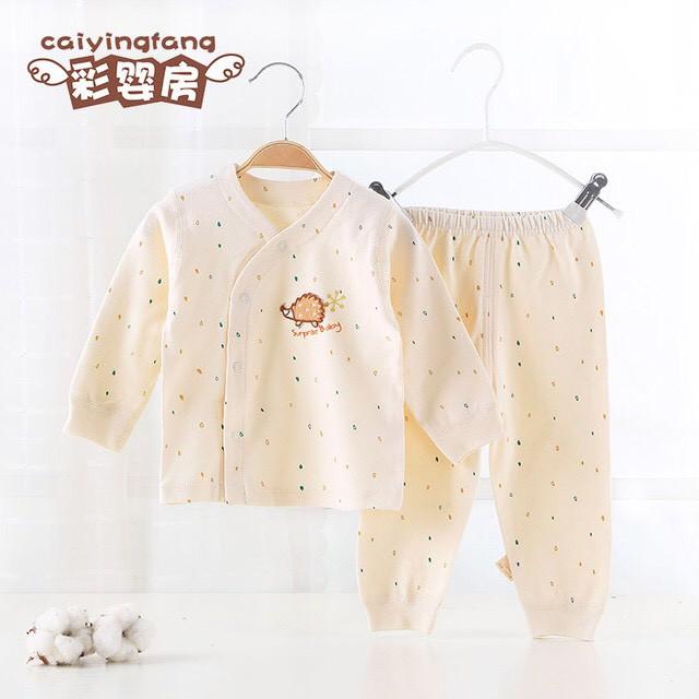 Bộ quần áo dài tay sơ sinh thu đông cao cấp 100% organic cotton tự nhiên không tẩy nhuôm hóa chất