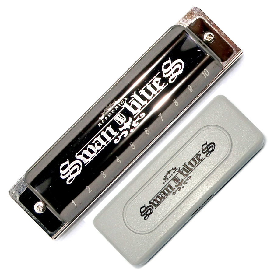 Kèn Harmonica Diatonic 10 Lỗ Swan Blues SW1020W key C (Đen)