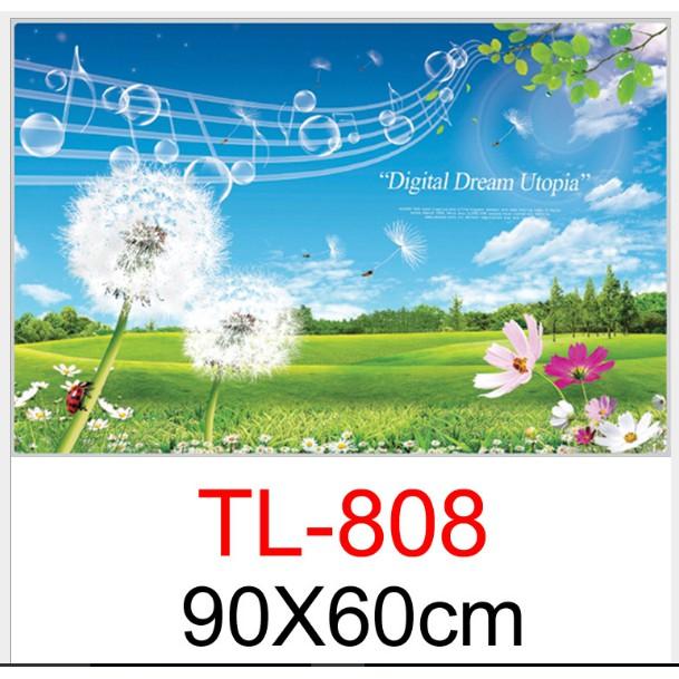 Decal Dán Bếp Tráng Nhôm Cách Nhiệt - Bồ công anh trắng và bản nhạc