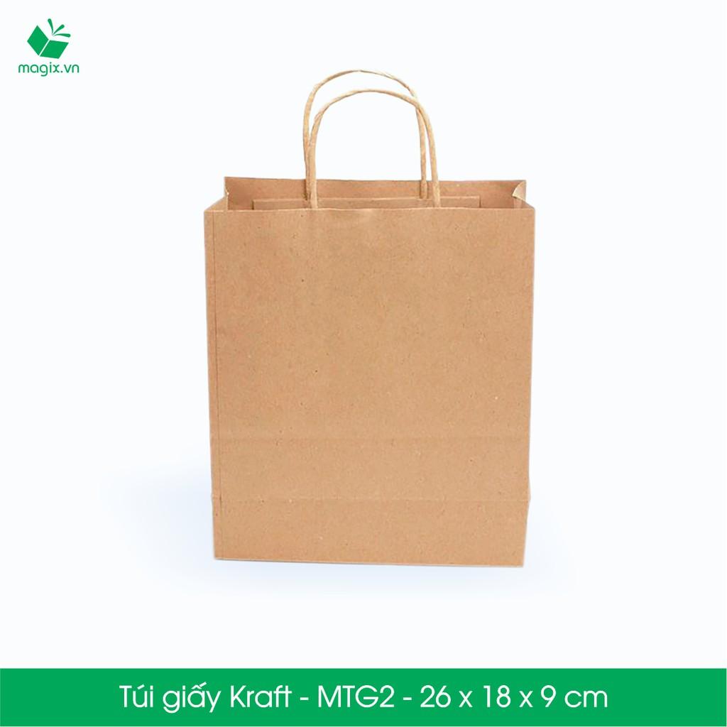 MTG2 MTG2T - 26x18x9 cm - Combo 50 túi giấy Kraft Nhật cao cấp