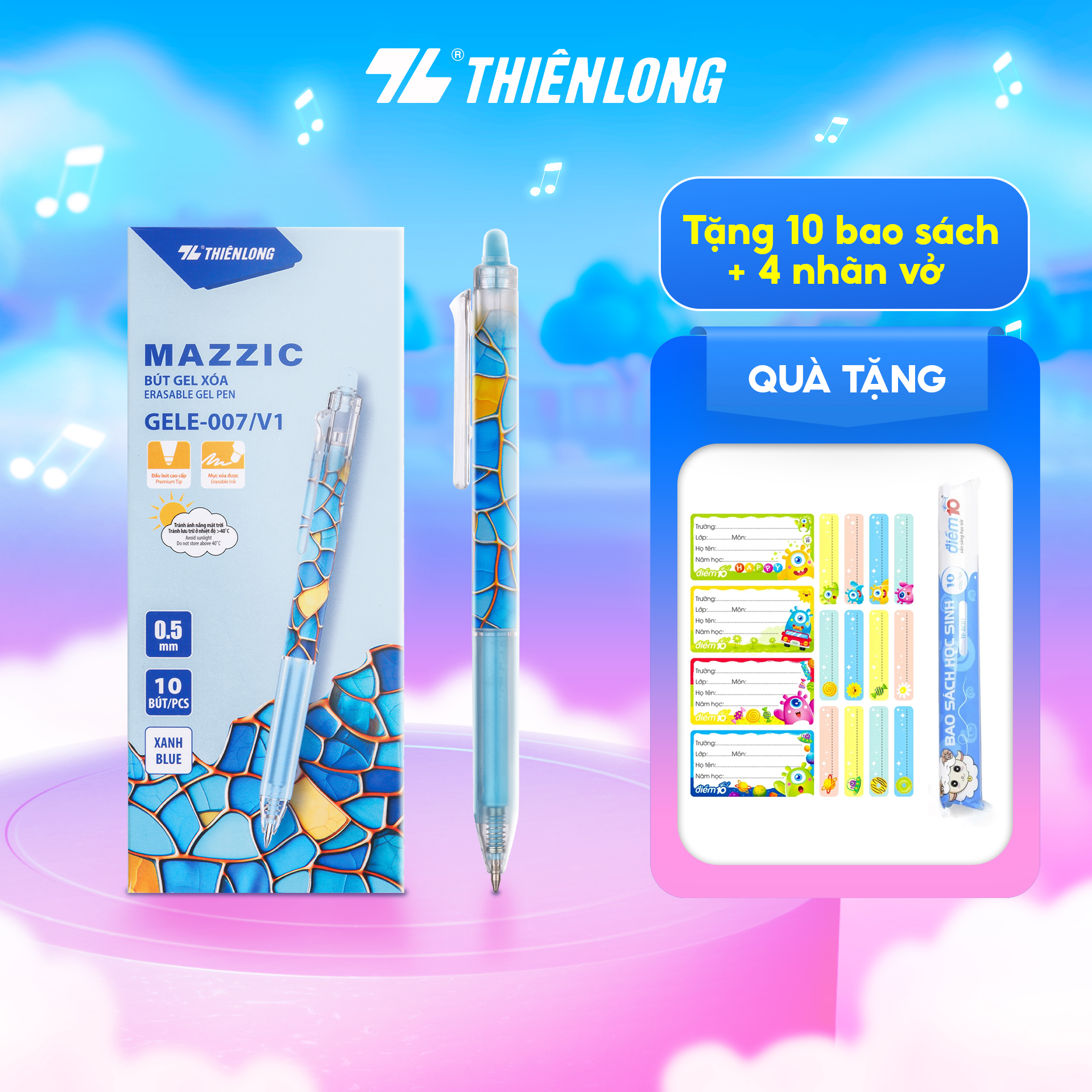 Combo 5/10/20 Bút gel xóa được Mazzic Thiên Long GELE-007/V1