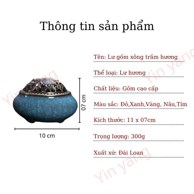 Lư Gốm Xông Trầm Mini Men Chảy cao cấp, chất lượng