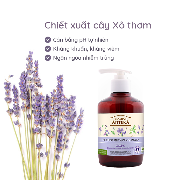 Dung Dịch Vệ Sinh Phụ Nữ Giúp Khág Khuẩn, Cân Bằng Độ pH Vùng Kín Zelenaya Apteka Cây Xô Thơm 370ml