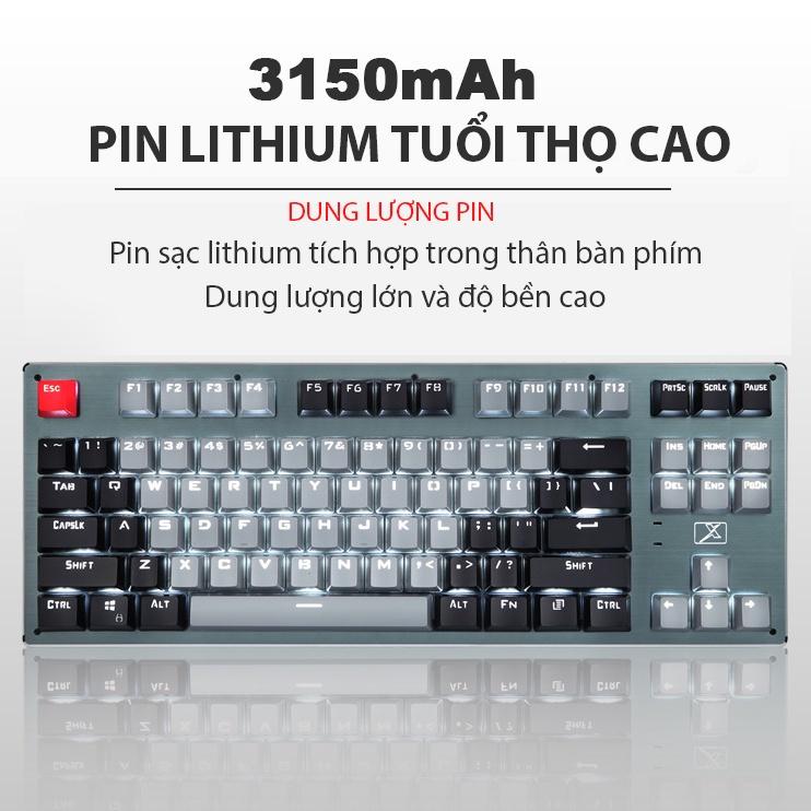 Bàn phím cơ Bluetooth Coputa Bàn phím máy tính không dây kết nối điện thoại LED trắng TKL K950