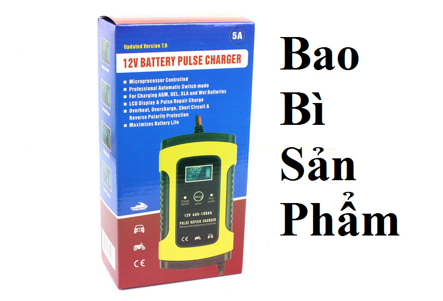 Máy sạc bình ắc quy 12V 5A FOXSUR 4-100Ah có khử sunfat phục hồi ắc quy