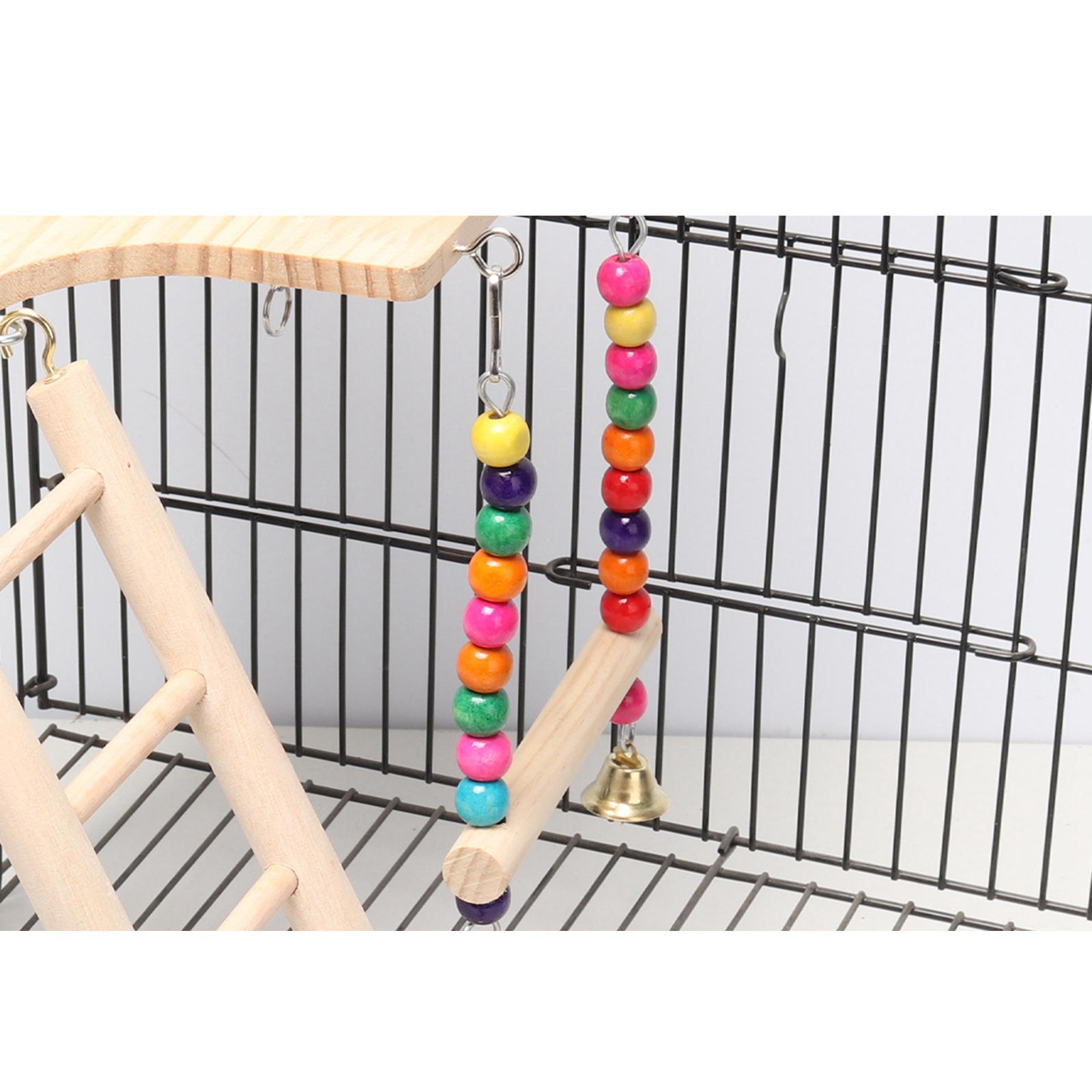 Pet Bird Parrot Playground Wooden Ladder Toy Interactive Platform Accessory