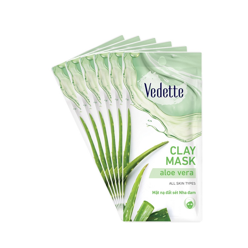 Combo 6 Mặt Nạ Đất Sét Sạch Sâu Dịu Nhẹ Vedette Clay Facial Mask Set Aloe Vera 12gx6