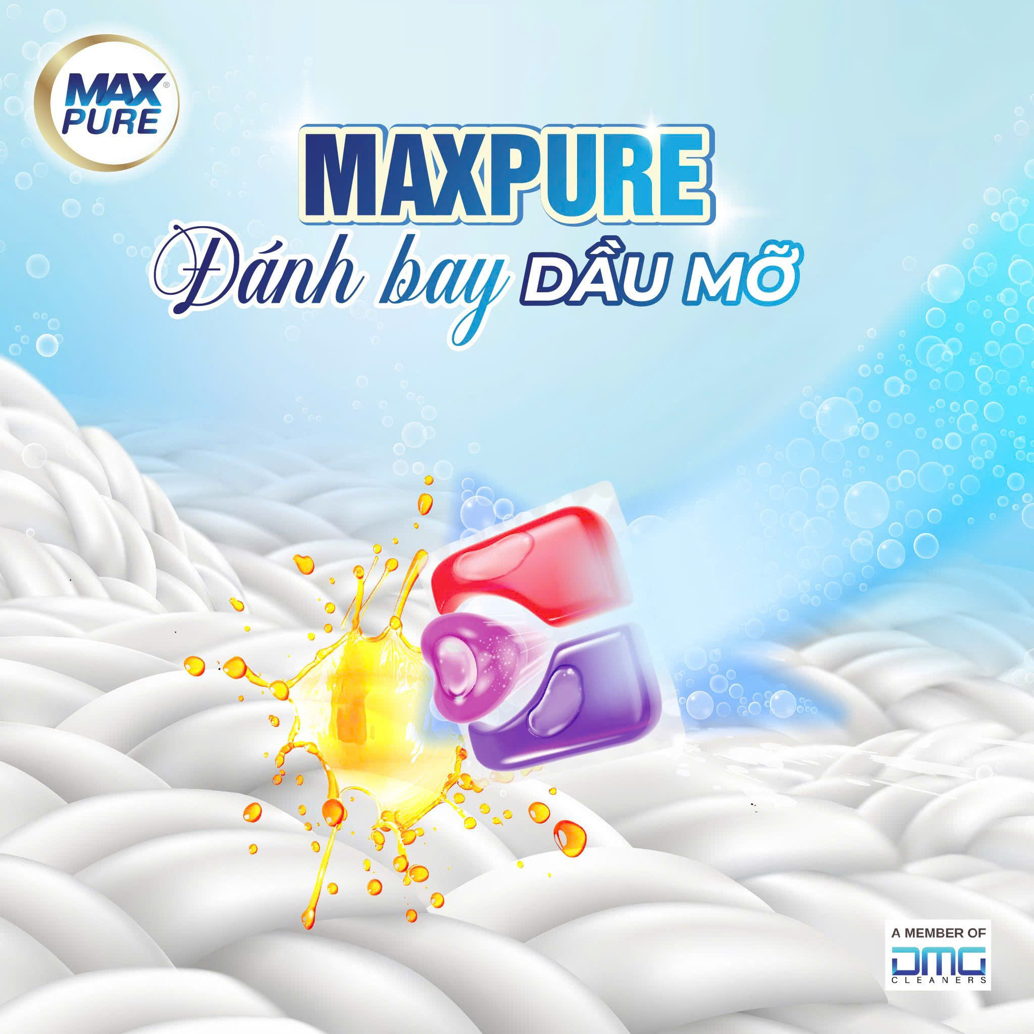 Túi 30 viên giặt tiện lợi MaxPure 4in1- hương đắm say TẶNG 1 vỉ viên treo bồn cầu hương lavender