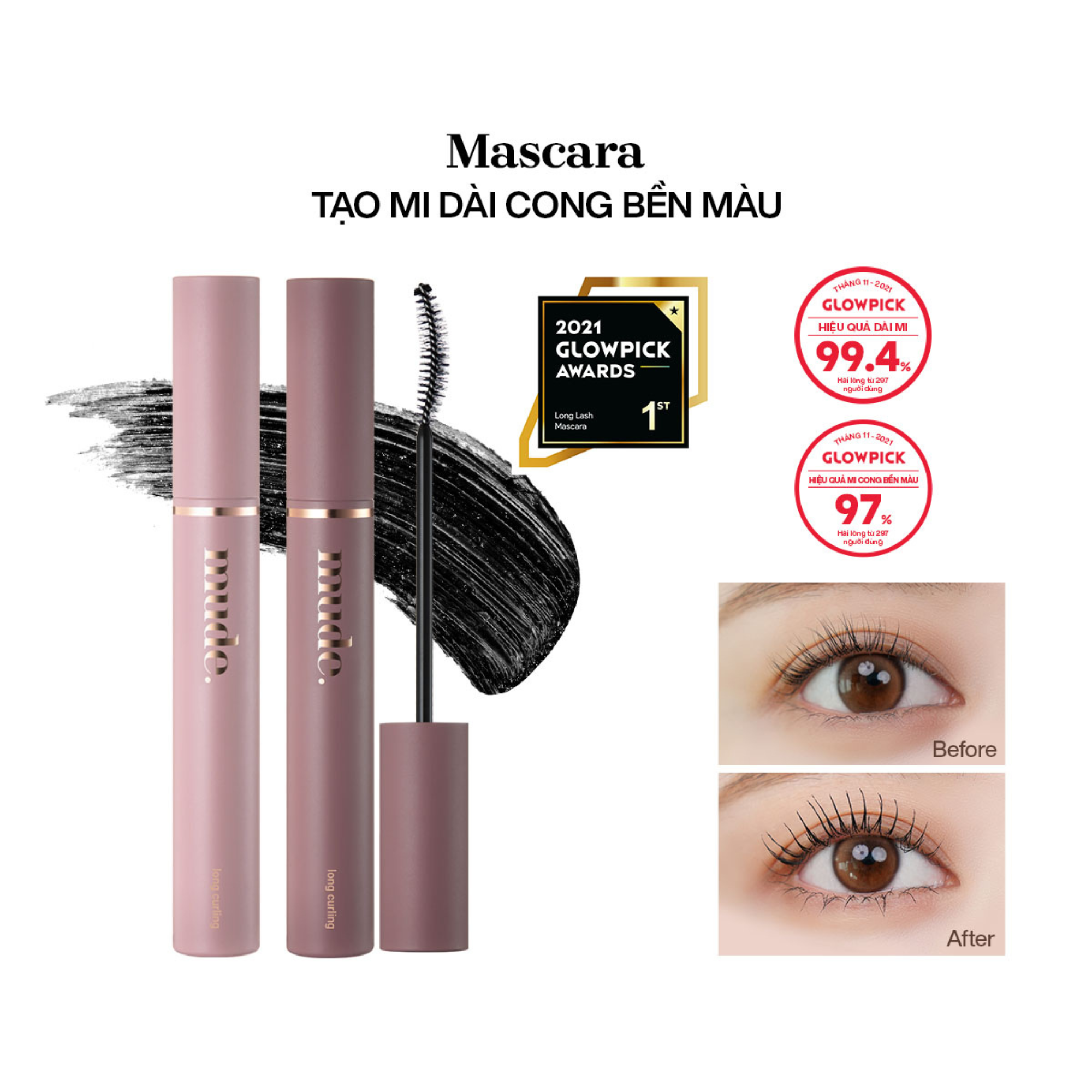 Mascara Chuốt Dài Mi 24H Mude Inspire Longlash Curling Mascara (10ml)