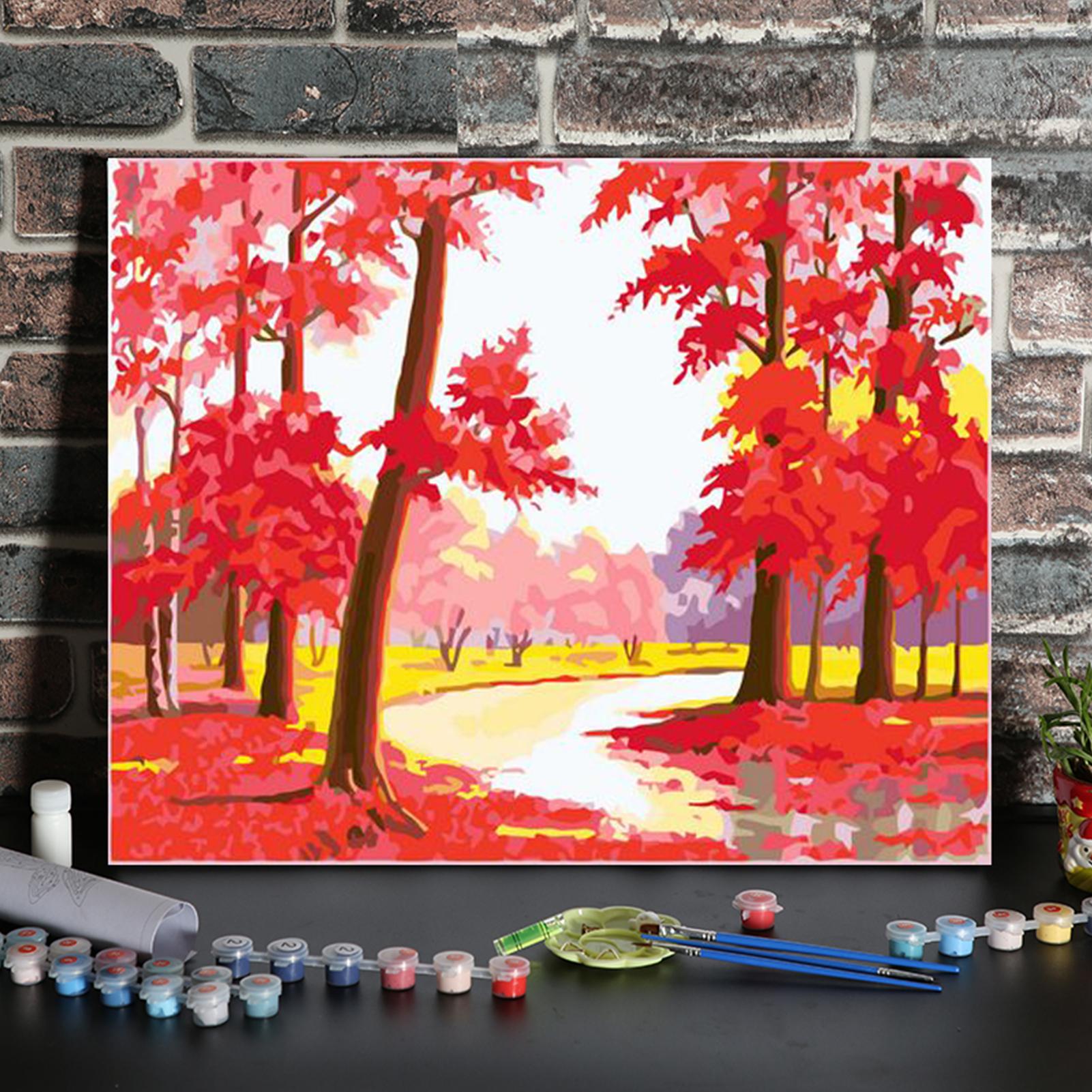Tranh sơn dầu tự làm hình rừng phong cảnh6 x 20 inch
